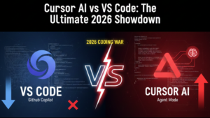 Cursor AI vs VS Code 2026 showdown: Comparison of Composer Mode and AI Agent workflows in the code editor interface.