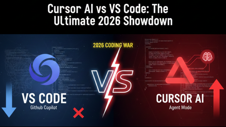 Cursor AI vs VS Code 2026 showdown: Comparison of Composer Mode and AI Agent workflows in the code editor interface.