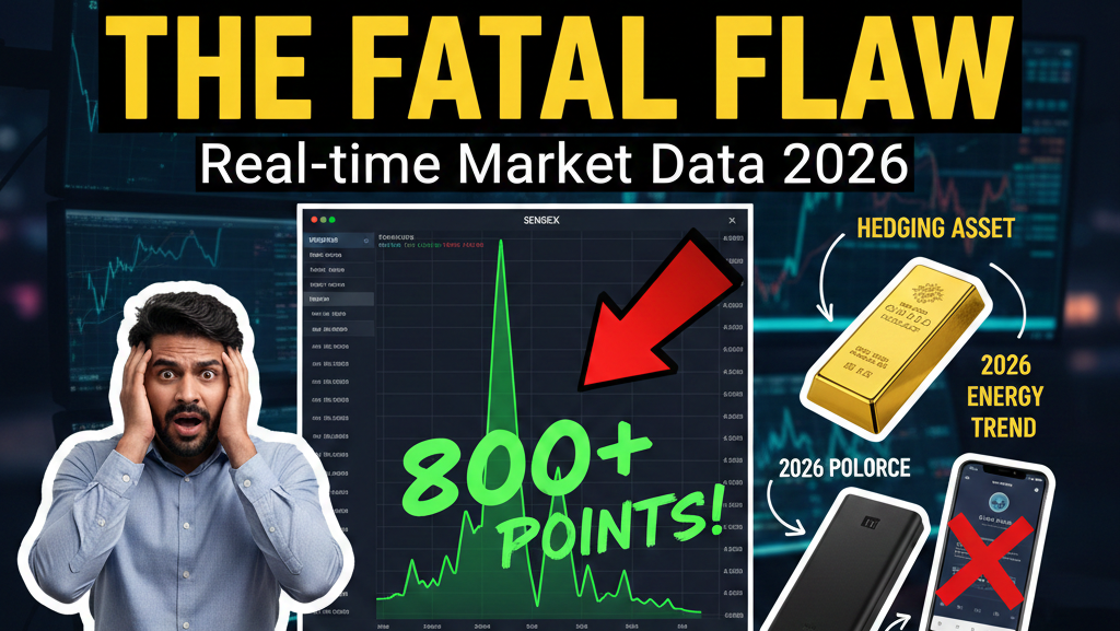 MithVibe Command Center showing Real-time Market Data 2026 and 800-point Sensex spike analysis