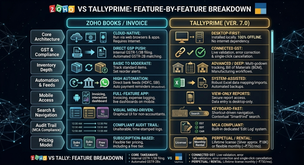 Zoho Invoice vs Tally Prime for Small Business 2026 [Comparison]
